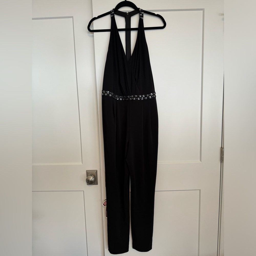 Laundry by Shelli Segal Black Jumpsuit with Jewel Accents Size 6
